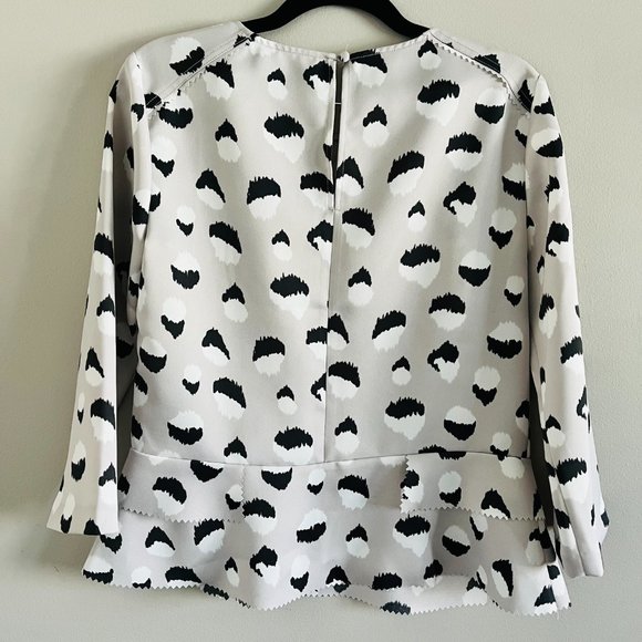 Banana Republic Silver Relaxed Peplum Blouse with Irregular Black & White Dots - Picture 5 of 10